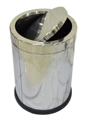AKC Trash Bin with Swing Lid, 10 Liters, Silver
