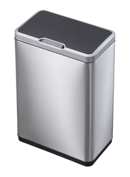 Eko High Quality Sturdy and Durable Fingerprint Resistant Automatic Sensor Dustbin with Plastic Inner Bucket, 80 Litters, Silver/Black
