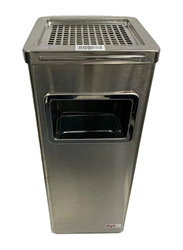 AKC Square Top Ashtray Bin Metallic, 30 Litters, Silver