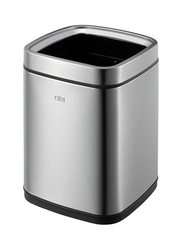Eko High Quality Sturdy and Durable Environmentally Friendly Fingerprint Proof Open Top Dustbin, 35 Litters, Silver/Black