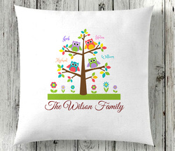 Giftbag Owl Tree Personalised Names Cushion, 36 x 36cm, White