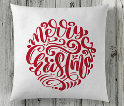 Giftbag Cursive Merry Christmas Cushion, 36 x 36cm, White