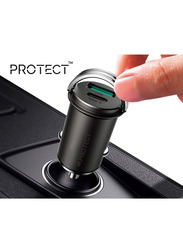 Protect Dual Port Car Fast Charging Charger, USB A and USB C, C-A35, Black
