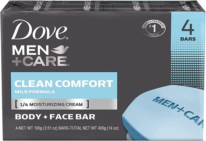 

Dove Men Care Clean Comfort Mild Formula Body + Face Bar Soap, 100gm, 4 Pieces