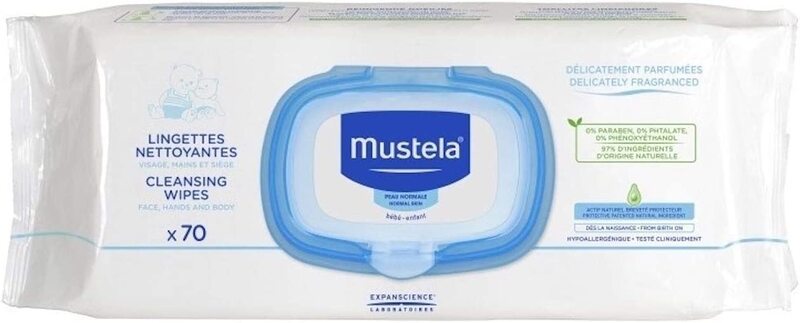 

Mustela Cleansing Wipes for Face Hand and Diaper Areas, 70 Pieces