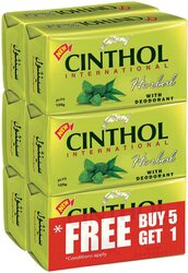 Cinthol Herbal with Deodarant Bar Soap, 125gm, 6 Pieces