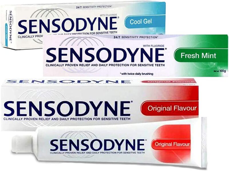 

Sensodyne 3-in-1 Pack of Original + Freshmint + Cool Gel Toothpaste, 100gm, 3 Pieces