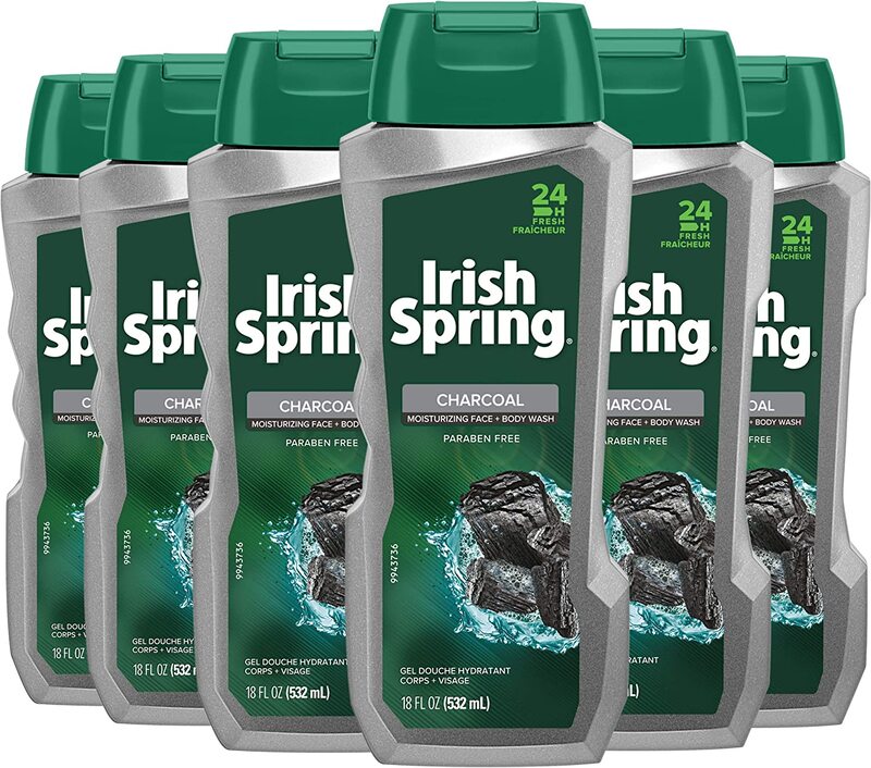 

Irish Spring Charcoal Men's Body Wash Pure Fresh, 6 x 18 fo