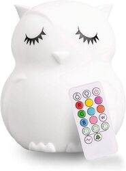 Lumipets Owl Silicone Baby Night Light, White