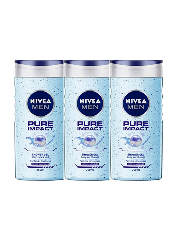 

Nivea Pure Impact Shower Gel for Men, 3 x 250ml