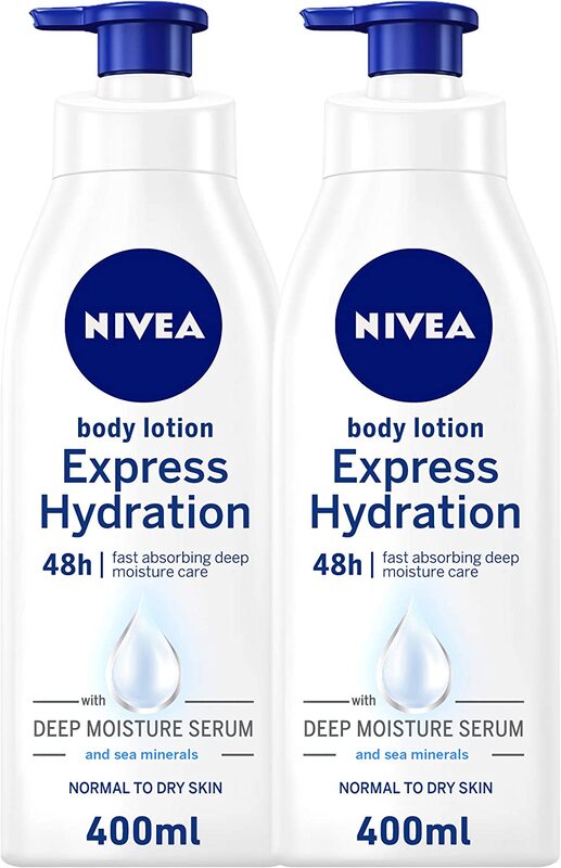 

Nivea Express Hydration Sea Minerals Body Lotion for Normal & Dry Skin, 400ml, 2 Pieces