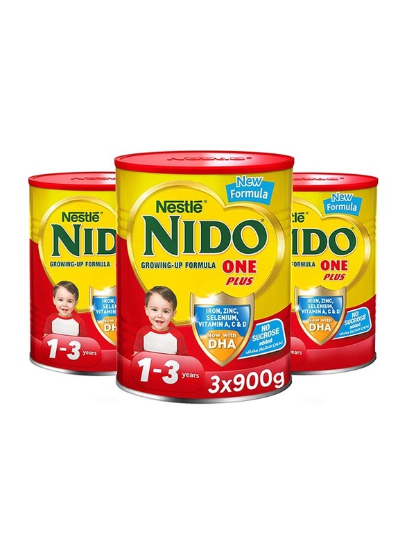 

Nestle Nido One Plus Growing Up Milk Powder for Toddlers, 1-3 Years, 3 Tins x 900g