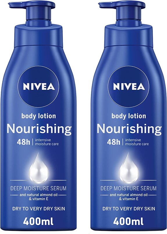 

Nivea Nourishing Almond Oil & Vitamin E Body Lotion for Extra Dry Skin, 400ml, 2 Pieces