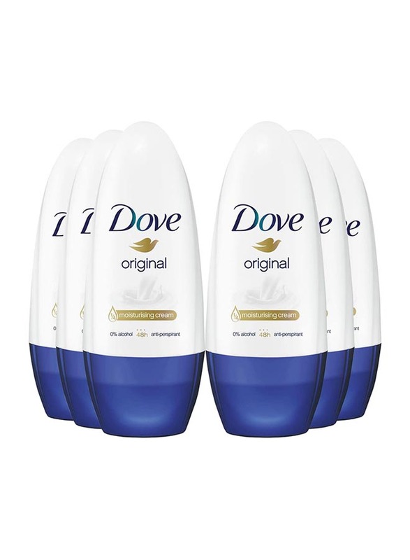 

Dove Original Moisturizing Cream Anti-Perspirant Roll On Deodorant, White, 6 x 50 ml
