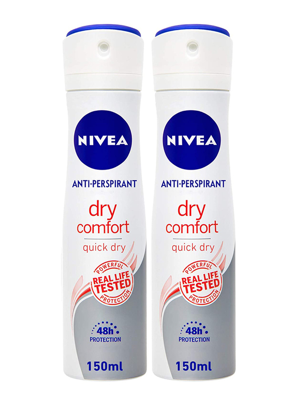 

Nivea Dry Comfort Deodorant Spray for Women, 2 x 150ml