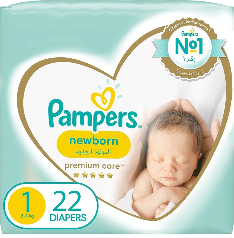 

Pampers Premium Care Diapers, Size 1, Newborn, 2-5 kg, 22 Count
