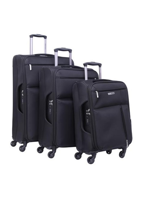 

Para John 3 Pieces Soft Case Luggage Set, PJTR3129, Black