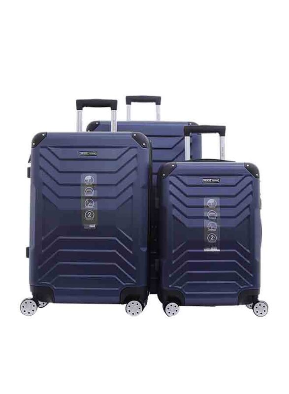 

Para John 3-Piece Travel Trolley Luggage Bag, Set, 20/24/28-inch, Blue