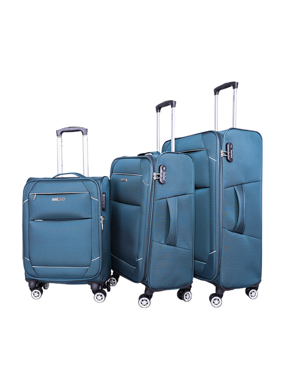 

Para John 3 Pieces Softside 4 Wheel Luggage Trolley Set, Light Blue