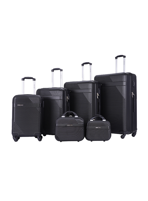 

Para John 6 Pieces Hardside Travel Trolley Luggage Set, Black