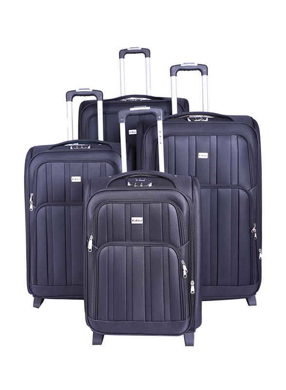 

Abraj 4 Pieces Soft Trolley Luggage Bags Set, Black