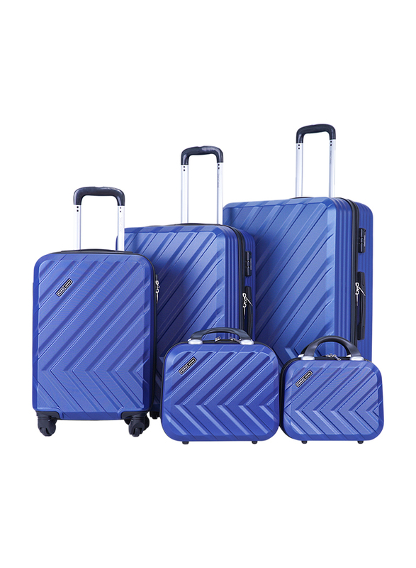 

Para John 5 Pieces Hard Side Travel Trolley Luggage Set, Navy Blue