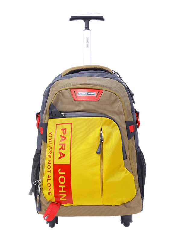 

Para John Rolling Wheeled Backpack Unisex, Brown/Yellow