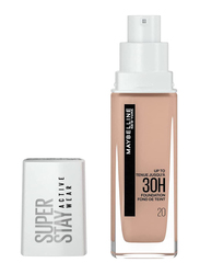 Maybelline New York Super Stay Active Wear 30H Foundation, 30ml, 20 Cameo, Beige