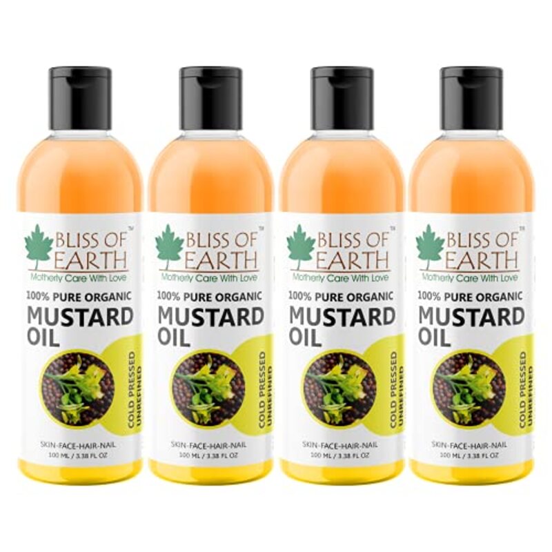 

Bliss of Earth Organic Mustard Oil for All Hair Types, 4 x 100ml