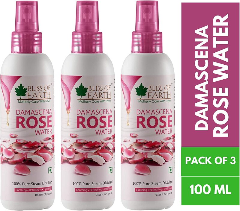 

Bliss of Earth 100% Pure Damascena Rose Water Toner, 100ml, 2 Pieces
