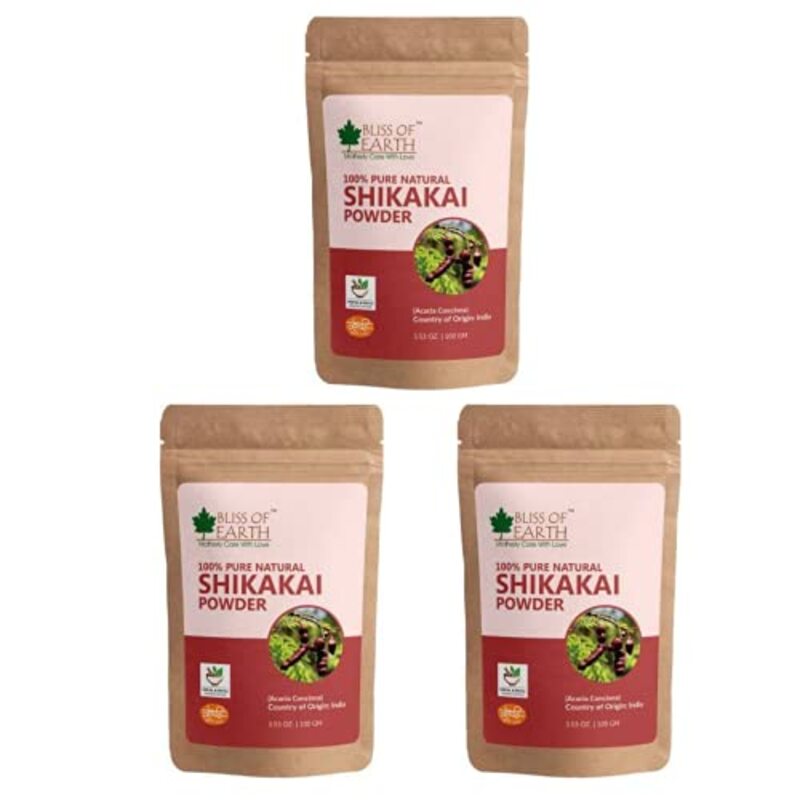 

Bliss of Earth 100% Pure & Natural Shikakai Powder for All Hair Types, 3 x 100g