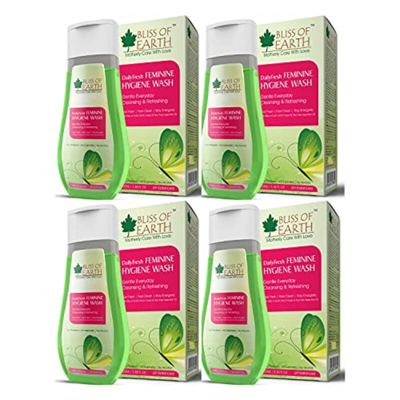 

Bliss of Earth Daily Fresh Feminine Hygiene Wash With Witch Hazel & Australian Tea Tree Essential Oil, 4 x 100ml