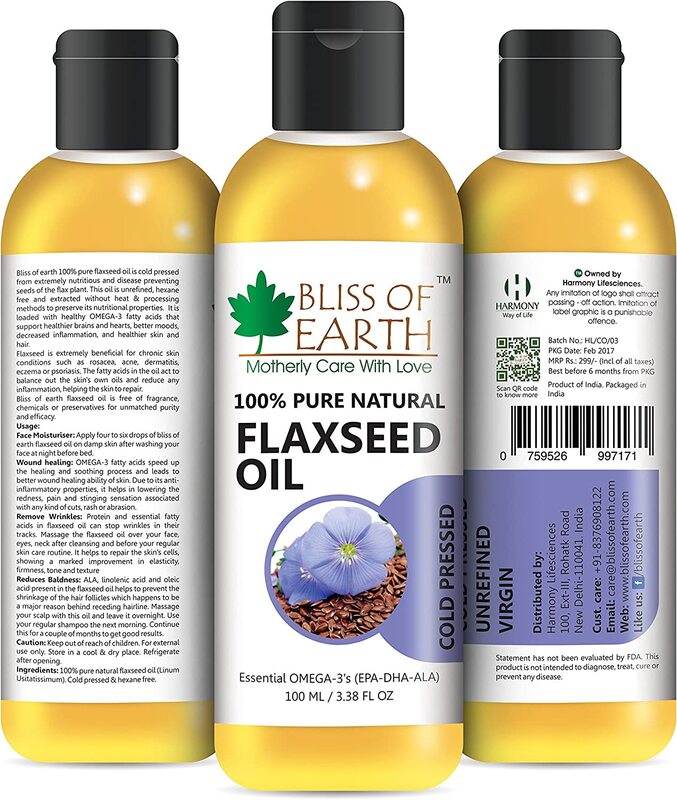 

Bliss of Earth 100% Pure Natural Essential Omega-3 Flaxseed Oil, 100ml