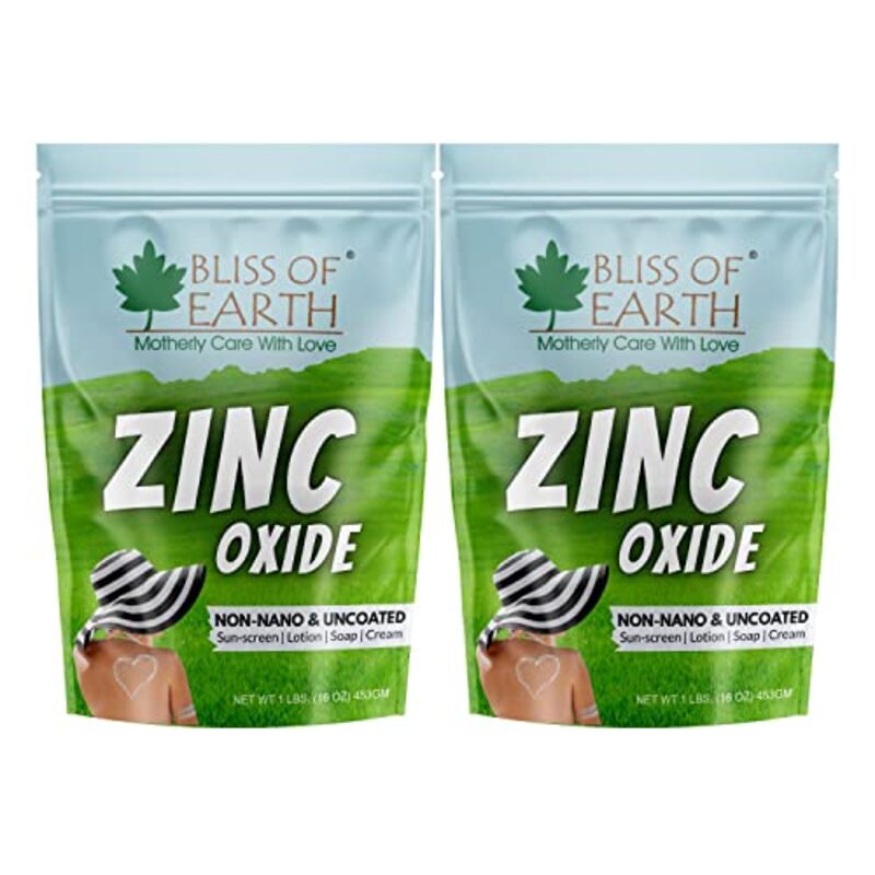 

Bliss of Earth Zinc Oxide Powder Non-Nano & Uncoated for Skin, 2 x 453gm