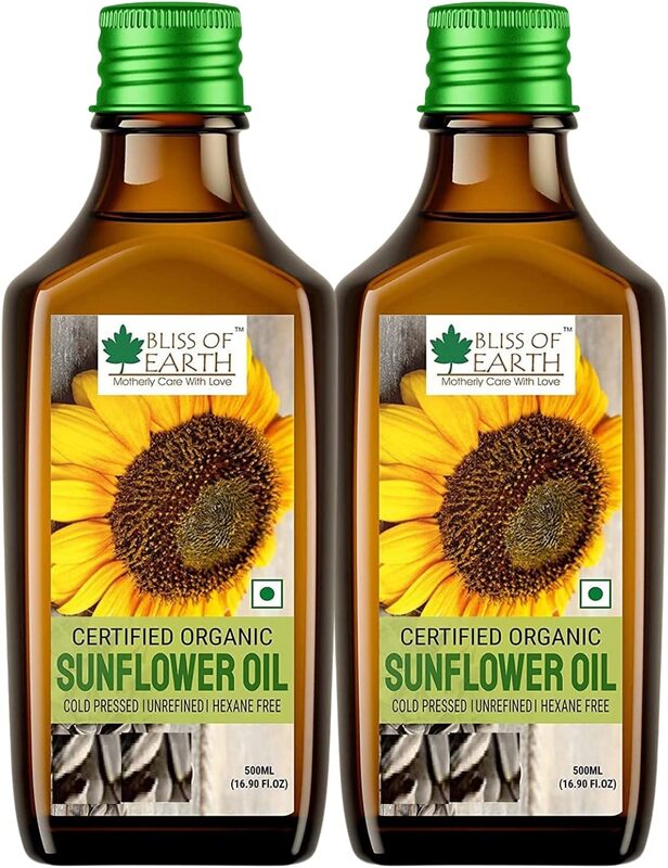 

Bliss of Earth Certified Organic Sunflower Oil, 2 x 500ml