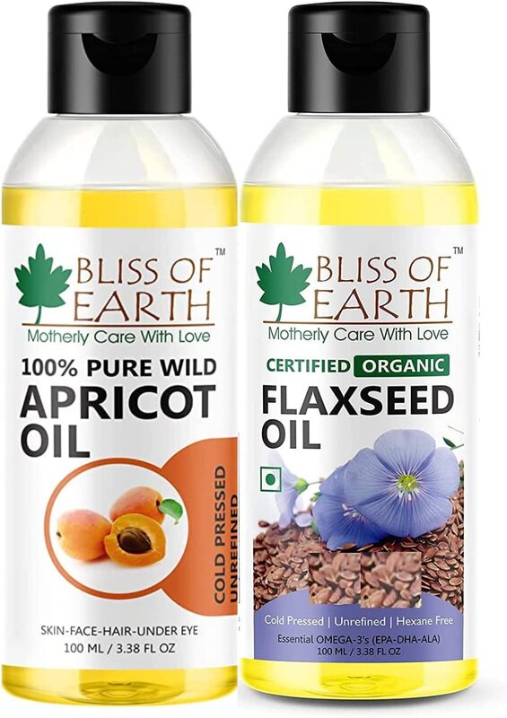 

Bliss of Earth 100% Pure Wild Apricot Oil and Flaxseed Oil with OMEGA-3, 2 x 100ml