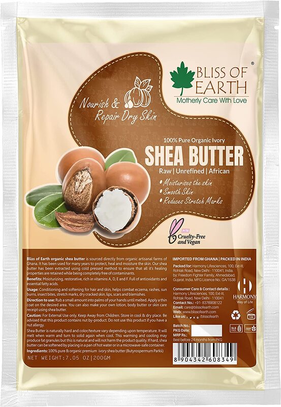 

Bliss of Earth 100% Pure Organic Ivory Shea Butter, 200g