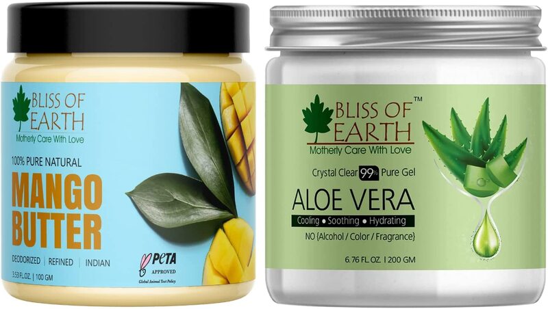 

Bliss of Earth Deodorised Indian Mango Butter and 99% Pure Crystal Clear Aloe Vera Gel, 200gm + 100gm, 2 Pieces