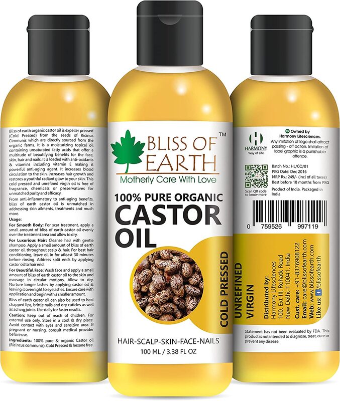 

Bliss of Earth Organic Cold Pressed and Hexane Free Castor Oil, 100ml