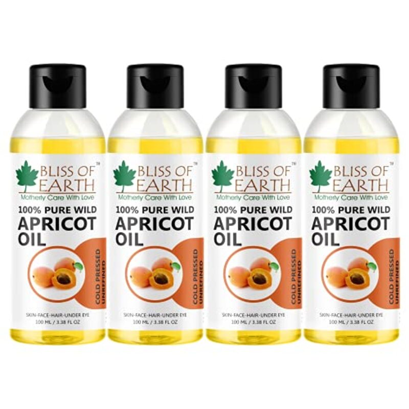 

Bliss of Earth Coldpressed & Unrefined Wildcrafted Himalayan Apricot Oil for All Hair Types, 4 x 100ml