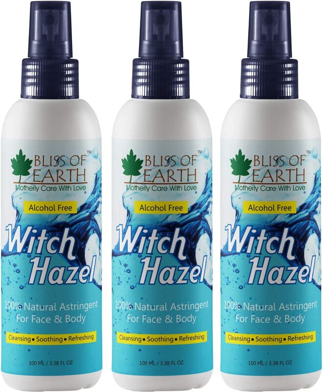 

Bliss of Earth Alcohol Free Witch Hazel 100% Natural Astringent Toner Bottle, 3 x 100ml