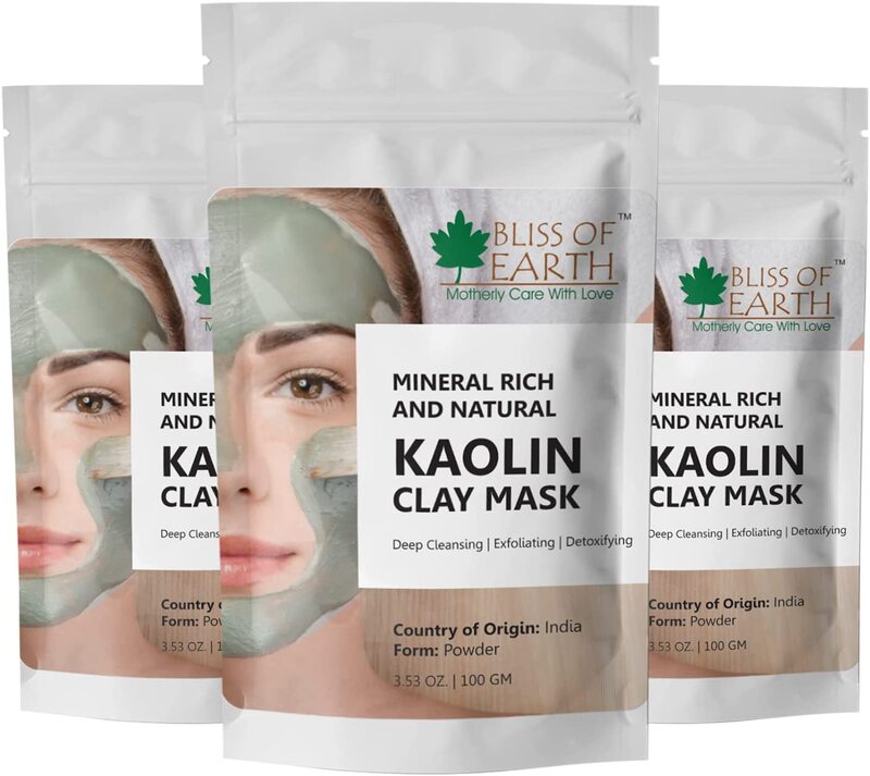 

Bliss of Earth 100% Pure White Kaolin Clay Powder, 100gm, 3 Pieces