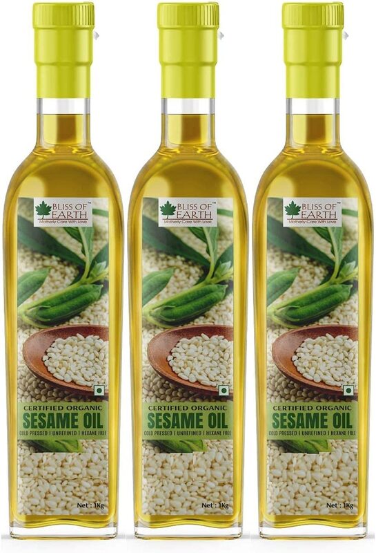 

Bliss of Earth Organic White Sesame Oil, 3 x 1 Ltr