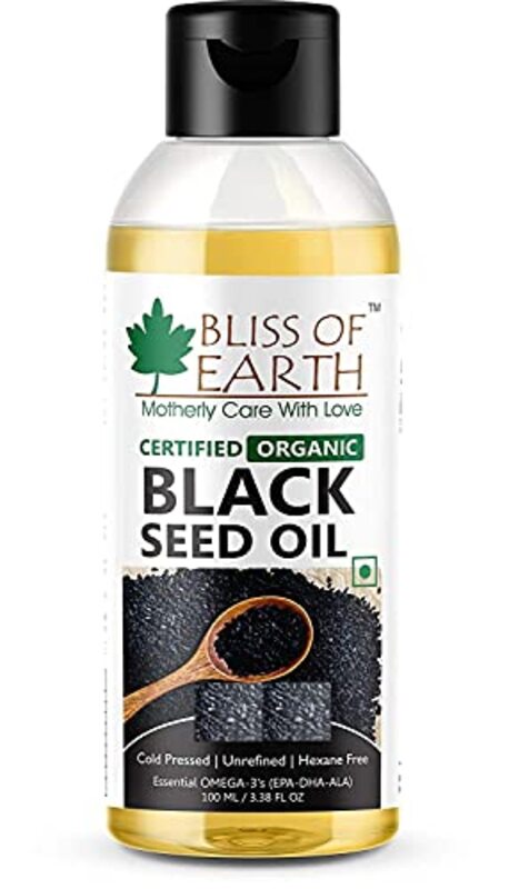 

Bliss of Earth Organic Unrefined Gluten and Hexane Free Black Seed Oil, 100g for All Hair Types, 100g