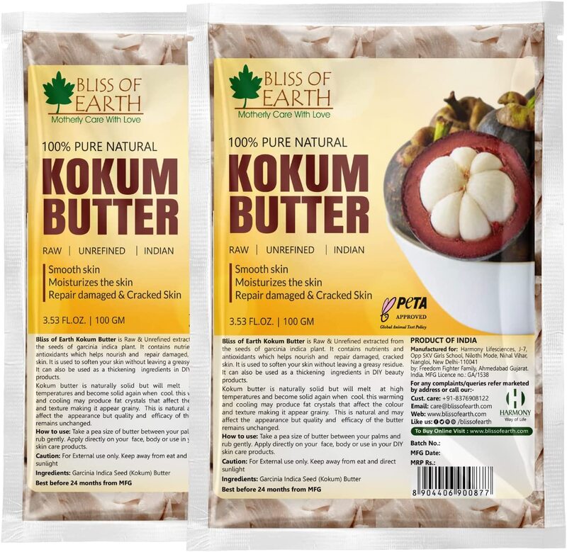 

Bliss of Earth 100% Pure Natural Kokum Butter Raw Refill Pack, 100gm, 2 Pieces
