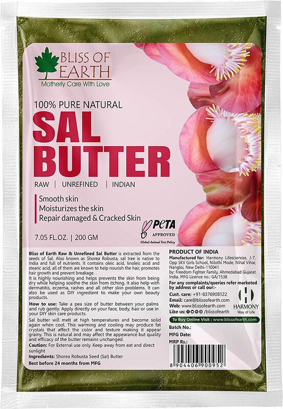 

Bliss of Earth 100% Pure Natural Sal Butter Raw Refill Pack, 200gm