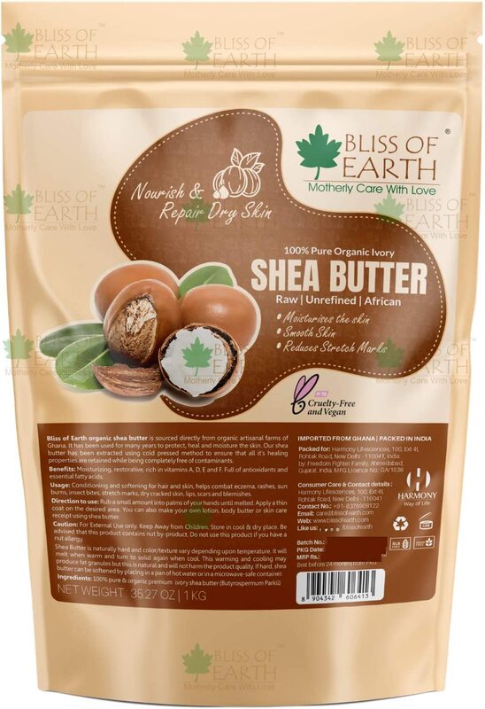 

Bliss of Earth 100% Pure Organic Ivory Shea Butter, 1Kg