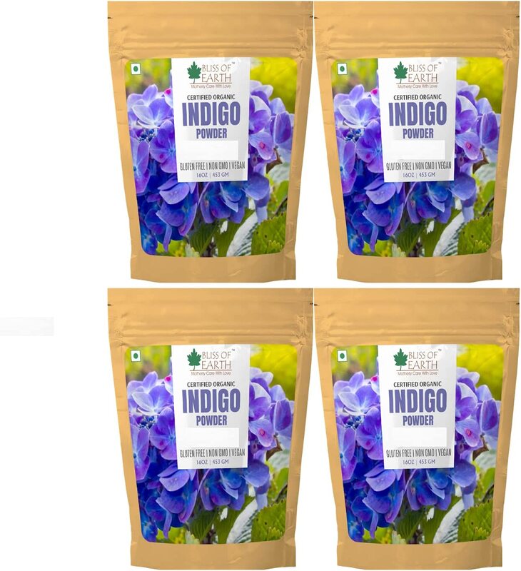 

Bliss of Earth Organic Indigo Powder Hair Dye Color, 4 x 453gm, Black