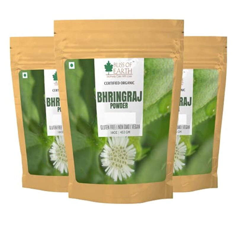 

Bliss of Earth 100% Pure Natural Bhringraj Powder for All Hair Types, 3 x 453g