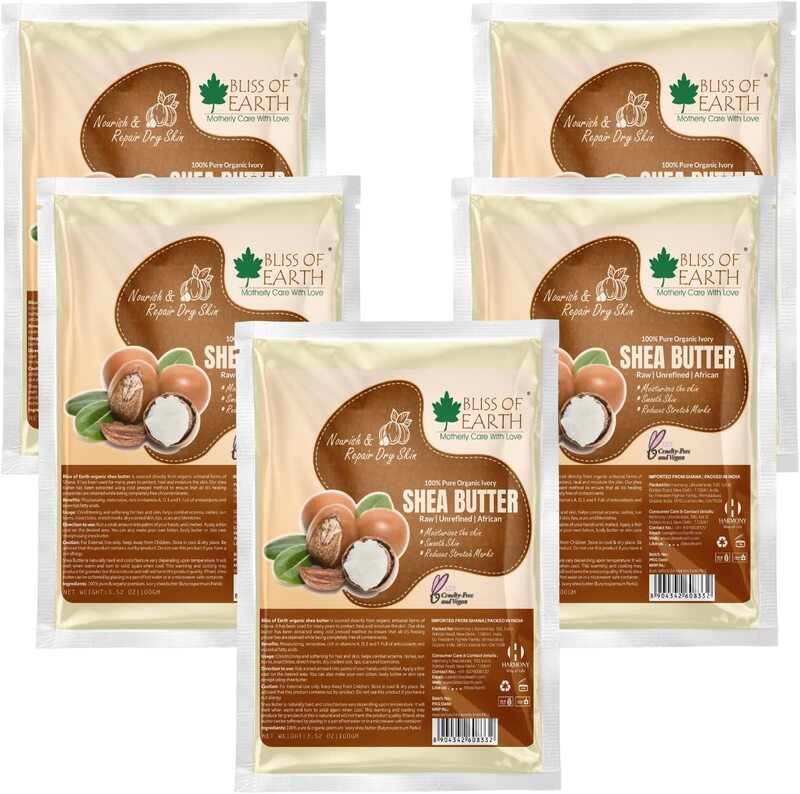 

Bliss of Earth Organic Ivory Shea Butter, 100gm, 5 Pieces